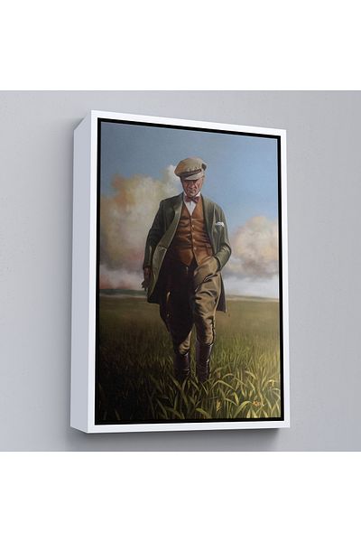 Harita Sepeti Mustafa Kemal Atatürk care merge prin câmp cu cadru alb Pictură murală