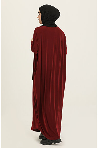 sefamerve Yarasa Kol Salaş Elbise 2000-12 Bordo