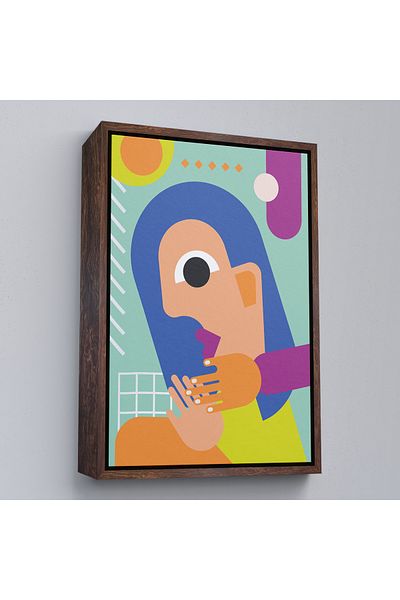 Harita Sepeti Pictură de femeie asiatică iconică Pop Art cu cadru alb