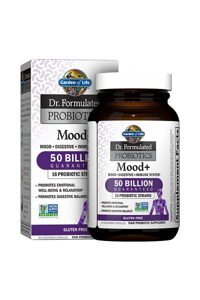 GARDEN OF LIFE Dr. Formulated Probiotics Mood+ with Ashwagandha - Relaxation, Digestive Balance - 60 Capsules