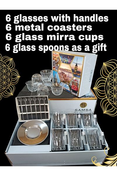 SAMSA 18 Pieces Pasabahçe Fine Decor Tee & Coffee Mirra Set