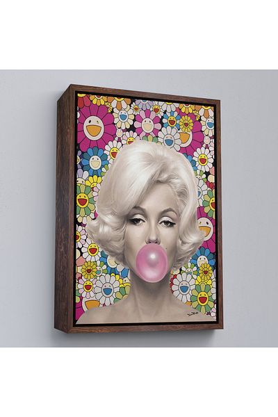 Harita Sepeti Pictură murală cu balon roz Marilyn Monroe cu cadru alb