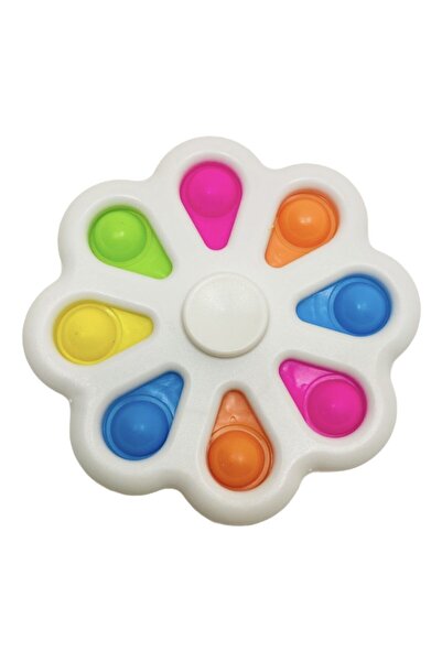 toysandmore Popit Stres Çarkı Fidget 8 Popit Li Push Bubble Beyaz