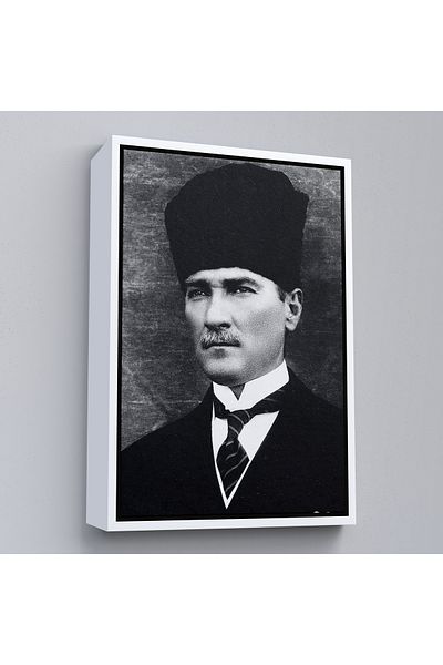 Harita Sepeti Pictură portret Ataturk cu cadru alb Mustafa Kemal Ataturk Pictură decorativă pe pânză dreptunghiulară
