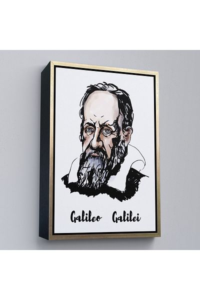 Harita Sepeti Tablou decorativ pe pânză Galileo Galilei cu cadru auriu