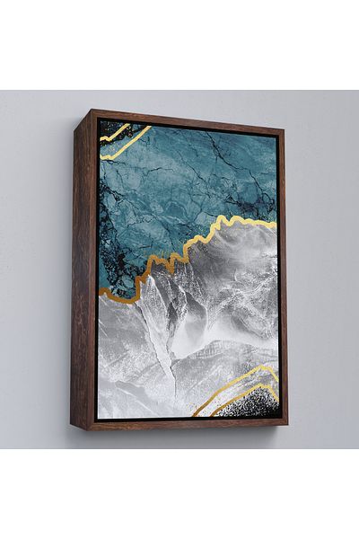 Harita Sepeti Marble Pattern Decorative Canvas Painting with White Frame
