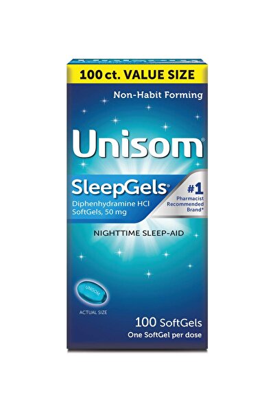 Unisom جل مساعد على النوم أثناء الليل، ديفينهيدرامين هيدروكلوريد 50 مجم، 100 قرص