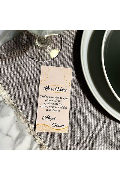 Glintist 10 Adet İftar Vakti Kartı, Ramazan Sofra Süsü Çatal Bıçak Kart Süsleri