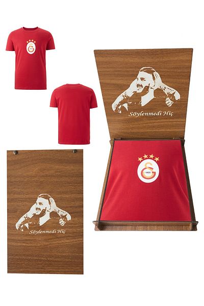 Galatasaray Licensed Red T-Shirt Icarded Wood Library