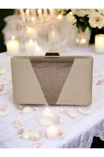 Biçanta Nude Satin Rosegold Stone Βραδινή Τσάντα Βραδινή Τσάντα Αρραβώνα Τσάντα Γάμου