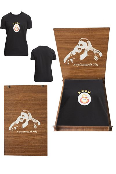 Galatasaray Black T-Shirt - İcardi Wooden Boxed Licensed Logo