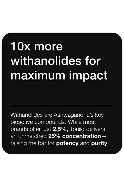 Toniiq Ashwagandha - 40:1 Extract, 25% Withanolides, Wild Harvested, Lab Tested - 120 Capsules