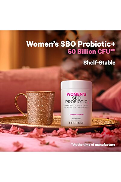 Codeage Women's Probiotics - 50B CFUs - SBO Probiotics & Prebiotics - Vegan, Non-GMO - 60 Capsules