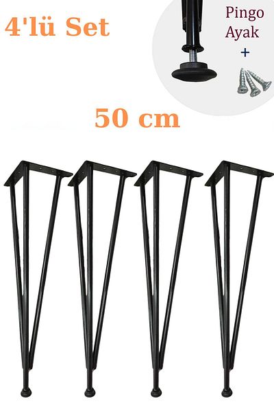 Evnalia Picior țeavă metalică Billet Masă Dresuar Suport pentru tacâmuri Bibliotecă Masă de cafea Picior Zigon 50 Cm (4 bucăți)