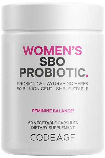 Codeage Women's Probiotics - 50B CFUs - SBO Probiotics & Prebiotics - Vegan, Non-GMO - 60 Capsules
