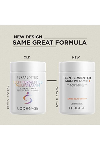 Codeage Teen's Daily Multivitamin, 25+ Vitamins & Minerals, Organic, Omega-3, 60 Ct