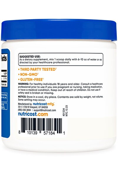 Nutricost Ascorbic Acid Powder (Vitamin C) 0.5 LBS (8 Ounce)