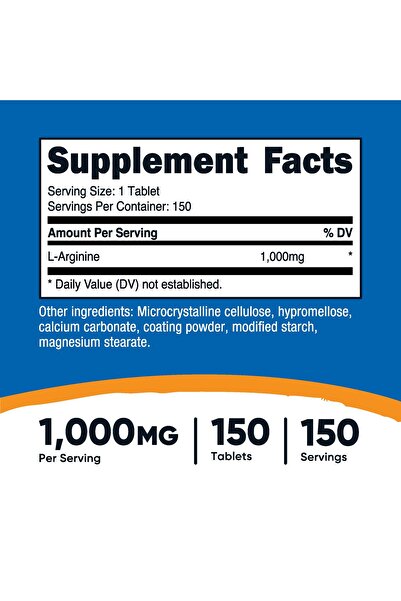 Nutricost L-Arginine 1000mg, Amino Acid Tablets (150 Tablets)