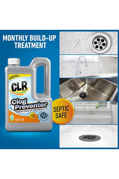 CLR Brands® Clog Preventer - Monthly Drain Build Up Remover, Safe for All Pipes, 42 oz