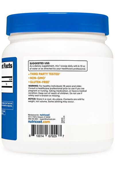 Nutricost L-Arginine Powder 500 Grams (1.1lbs) - Pure L-Arginine Powder - 5000mg Per Serving; 100 Servings