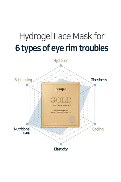Petitfee Gold Hydrogel Beauty Mask Pack, 5 Sheets, 32 g Each