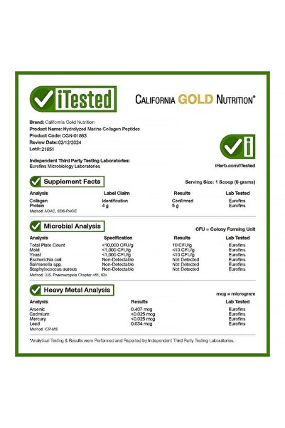 California Gold Nutrition Collagen Peptides with Hyaluronic Acid for Hair, Skin, Nails, Joints, Bones, Non-GMO, Gluten-Free