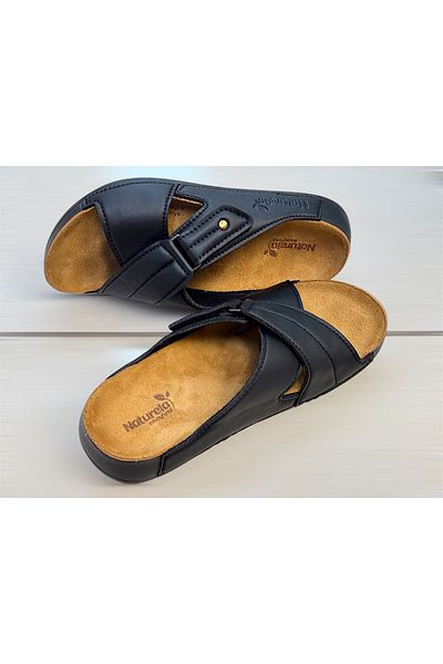 KAFKASLAR AYAKKABI Kafkaslar Mother Slippers with Full Orthopedic Interior Leather Velcro