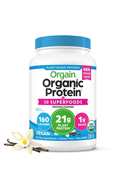 Orgain Organic Vegan Protein + 50 Superfoods, Vanilla Bean - 21g Plant Protein, 2.02 lb