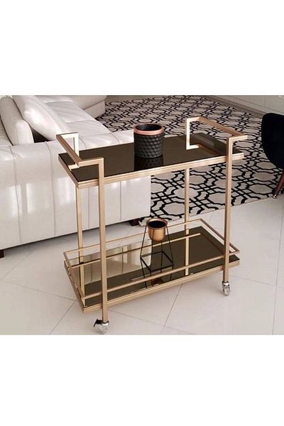 Generic عربة تقديم معدن و زجاج - 80×30×90 سم