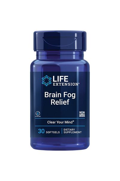 Life Extension Brain Fog Relief Caffeine-Free Nootropic Formula – Gluten-Free, Non-GMO, 30 Softgels