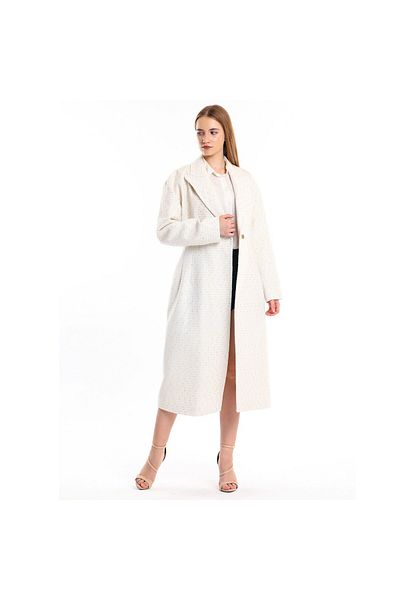 Masuwerte Women's Silver Silvery Cream Long Coat