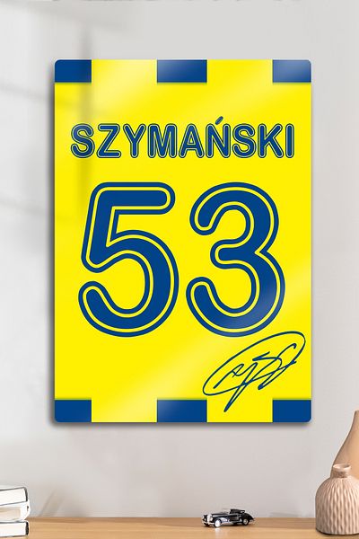 DekorHane Metal Print - Signed Szymanski, Yellow Navy Fan, Decorative Painting