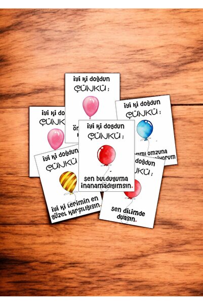 design z by zaggo 12 adet "İyi ki doğdun çünkü" Sevgiliyi mutlu edecek söz ka...