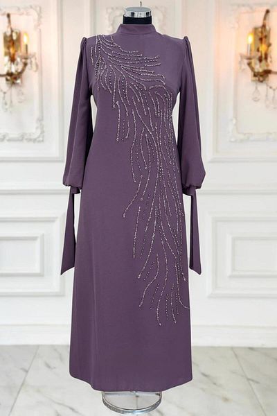 TRENDTESETTÜR ROCHIE DE SĂRĂRI DE SĂRĂRI BRODATĂ CU MÂRGELE MOV (VIOLET) T 9063