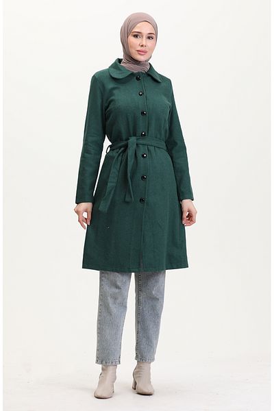 sefamerve Παλτό Kashen Emerald Green Belted 5502-01