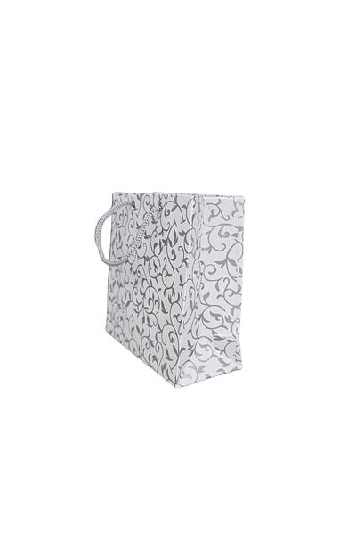 ÖZER KUTU Silver Patterned White (Pack of 50) Cardboard Bag 11X11
