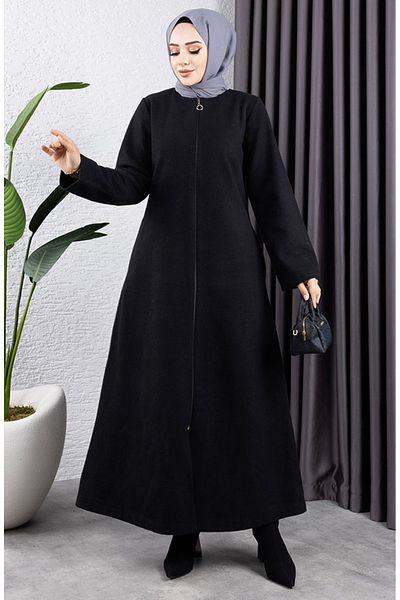 sefamerve Γούνινο γιακά Cashmere - 2060-01 Μαύρο Παλτό