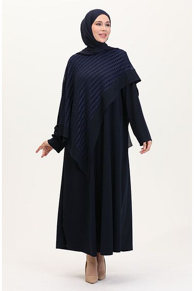 sefamerve Large Size Mesh Suit 5504-02 Navy Blue