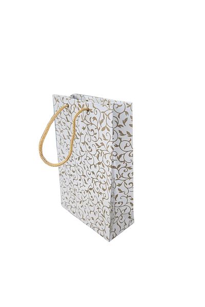 ÖZER KUTU White with Gold Pattern (Pack of 25) Cardboard Bag 12X17