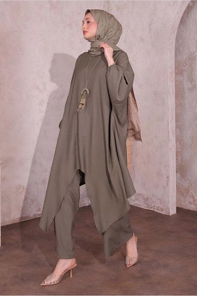 TRENDTESETTÜR Γυναικείο κοστούμι βιζόν Easy Salaklı Pantalon T 5674