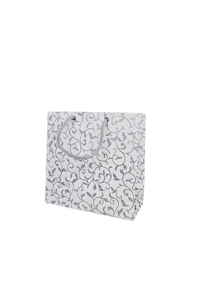 ÖZER KUTU Silver Patterned White (Pack of 50) Cardboard Bag 11X11