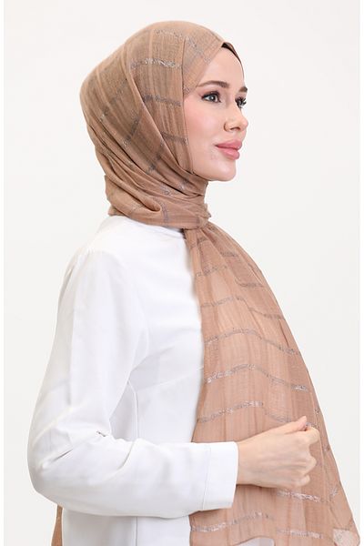 sefamerve Σάλι από λινό Lurex, Μοντέλο Mink 2072-06