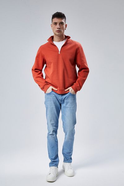 M MOONCOVER Half Zipper Stand Collar Sweatshirt with Fleece Inside