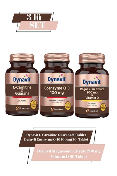 Dynavit L-Carnitine & Guarana & Coenzyme Q-10 100 Mg & Magnesium Citrate 200 Mg & Vitamin D