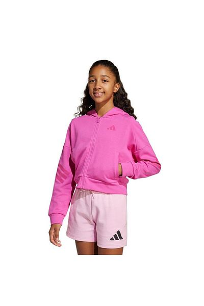 adidas Children's Pink Hooded Jacket Jg Fi 3S Fz Jj4849