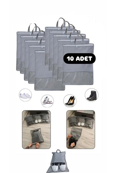 Bayev 10Pcs Fabric Shoe Storage Bag - Suitcase Organizer Shoe Pouch with Transparent Window