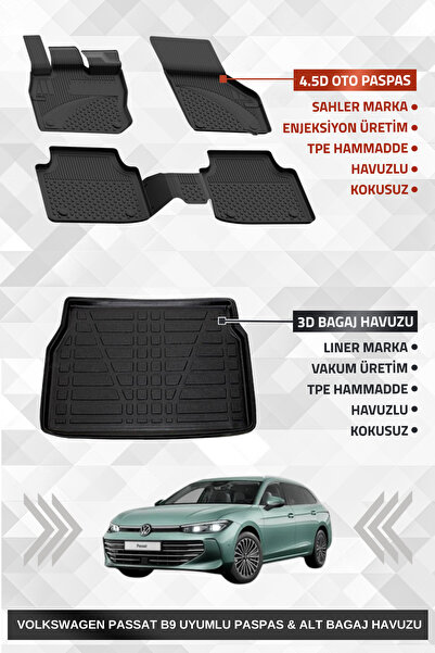 Sahler Volkswagen Passat Variant B9 2024+ Uyumlu 4.5D SAHLER Premium Paspas +...