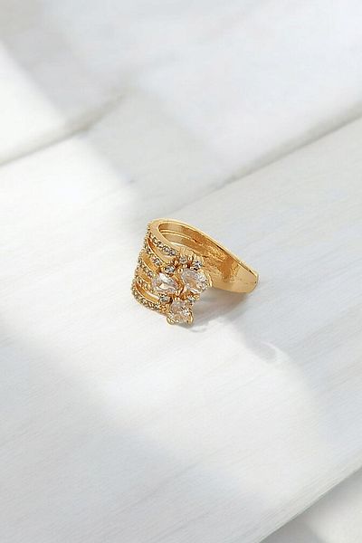 Çlk Accessories أقراط غضروف حجرية مميزة بخمسة صفوف 35679