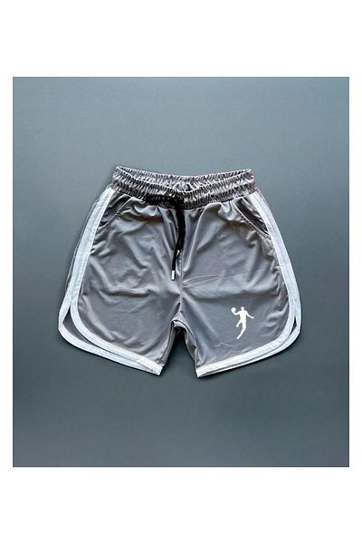 ALCİNOUS Gray Basketball Player Printed Training Fitness Sportsman Shorts