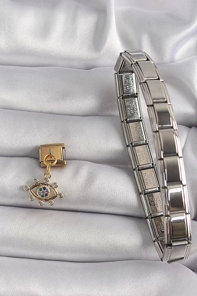 Store 316L Steel Gold Color Hanging Zircon Stone Eye Model Nomination Charm